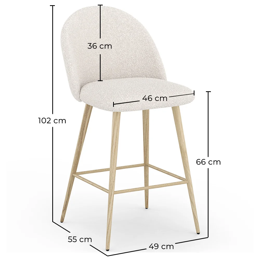 Taburete Tapizado en Tela Bouclé - Diseño Escandinavo - 66cm - Evelyne image 10
