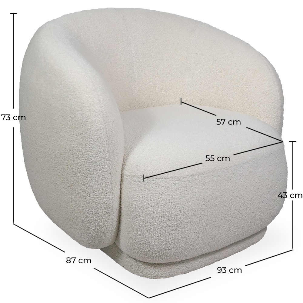 Sillón Tapizado en Tela Bouclé - Diseño Curvo - Drisela image 10