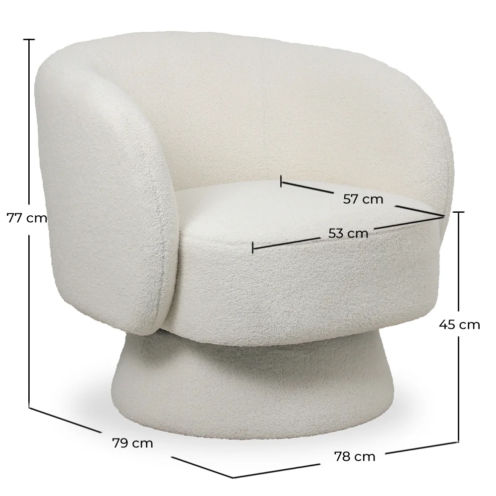 Sillón Tapizado en Tela Bouclé - Diseño Curvo - Dresa image 10