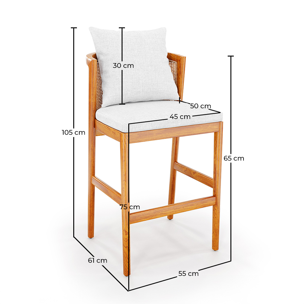 Taburete Alto de Exterior en Madera Teka con Cojines - Bamas image 10