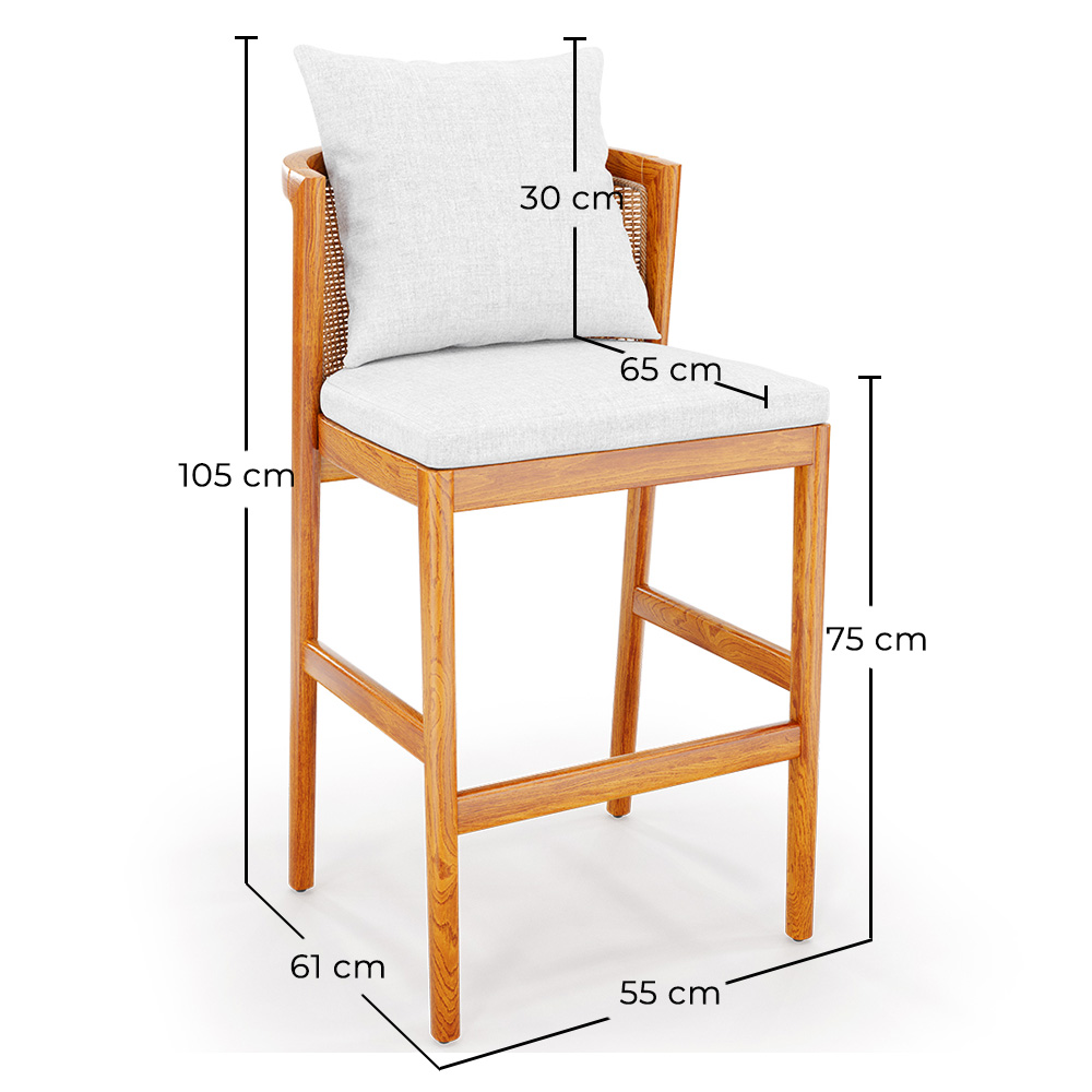 Taburete Alto de Exterior en Madera Teka con Cojines - Bamas image 10