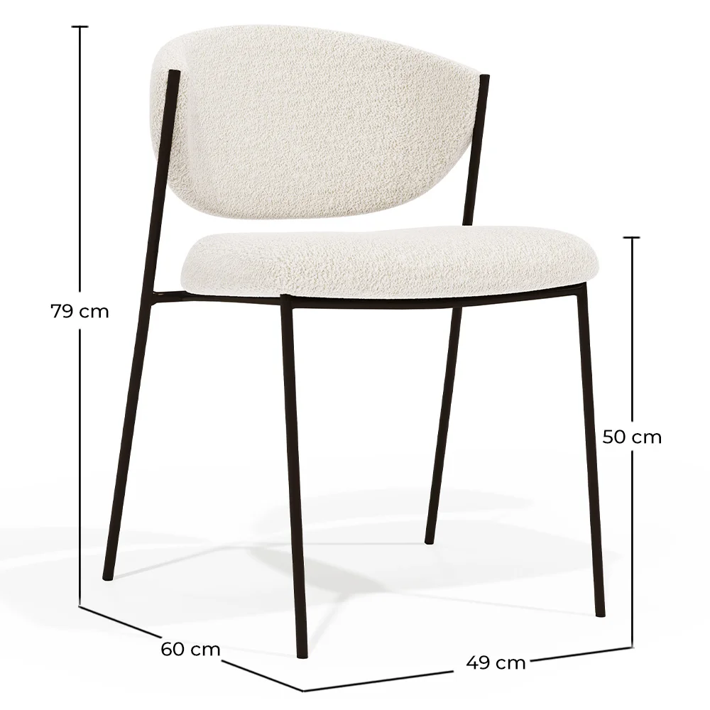 Silla de comedor - Tapizada en Tela Bouclé - Metal negro - Seda image 10