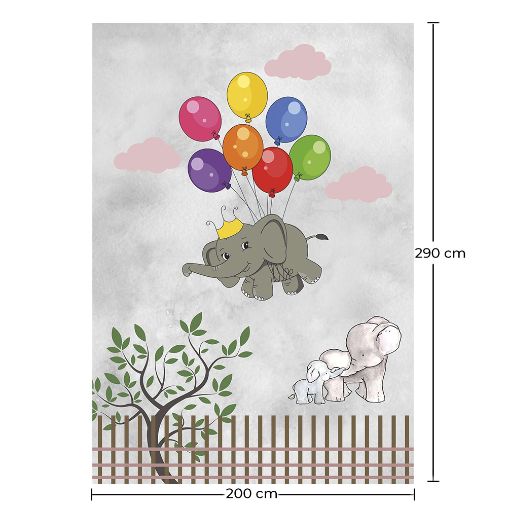 Alfombra Grande Infantil con Diseño de Elefante Volador - Multicolor (290x200 cm) - Yumal image 10