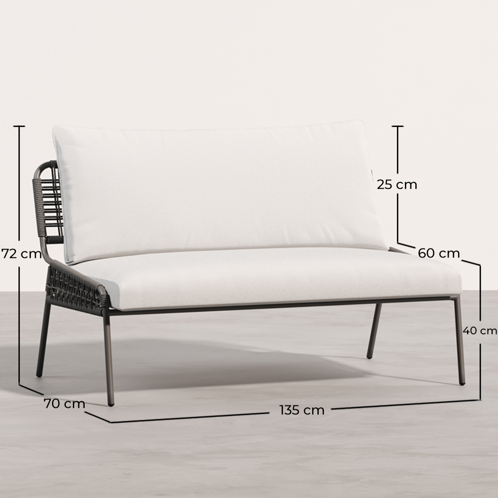 Sofá de Exterior 135cm - Aluminio y Ratán Sintético - Brawma image 10