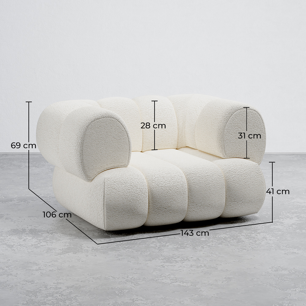 Sillón Tapizado en Tela Bouclé - Estilo Moderno - Curvo Teddy image 10