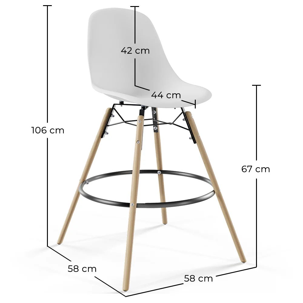 Taburete de bar - Diseño Escandinavo - Patas de Madera - Skögur image 10