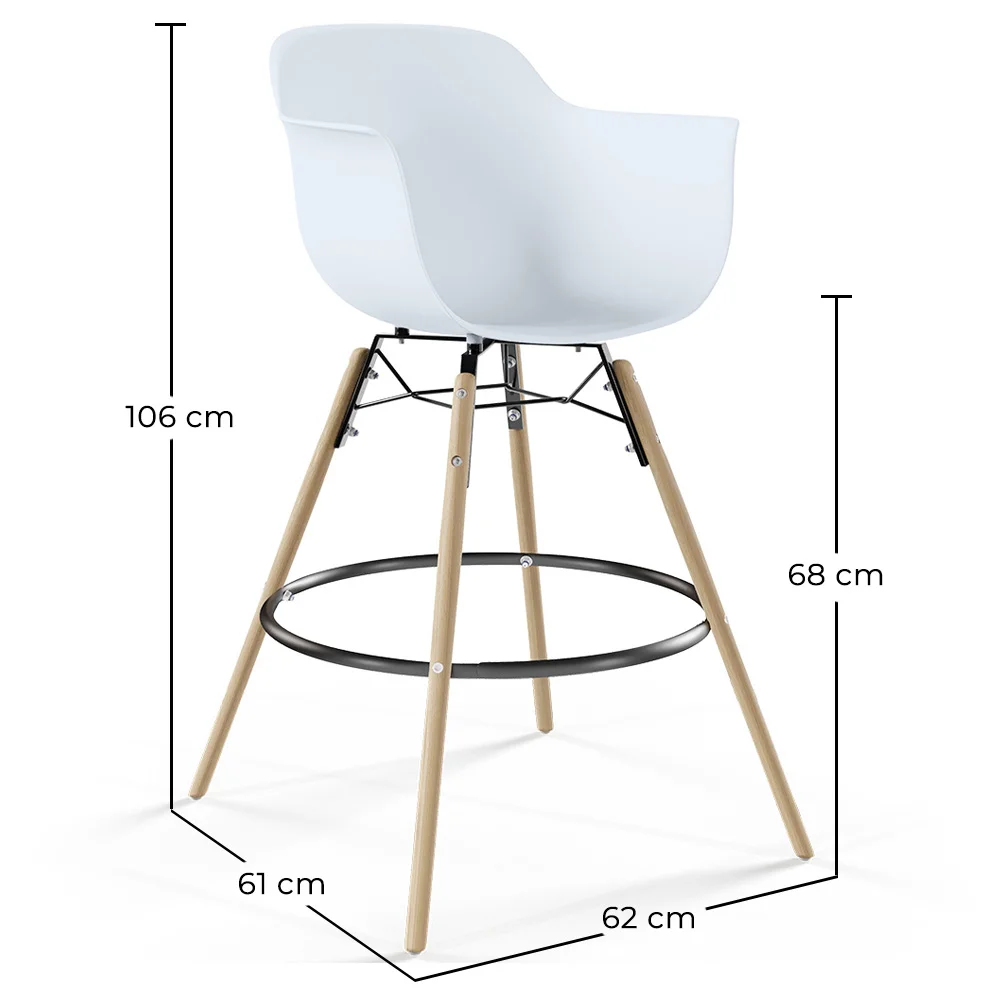 Taburete de Bar - Diseño Escandinavo - Patas de Madera - Pack de 4 - Nordika image 10