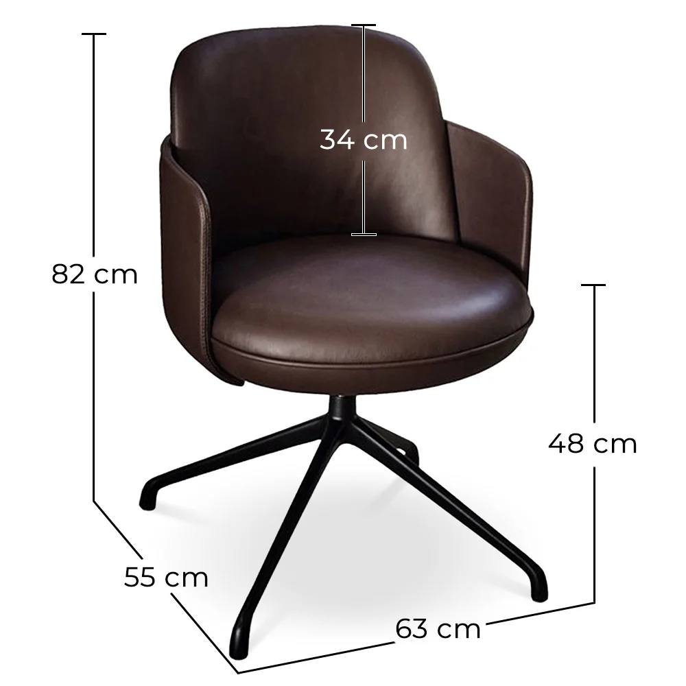 Sillón Giratorio Tapizado en Cuero - Diseño Moderno para Oficinas y Hoteles de Lujo - Carla image 10