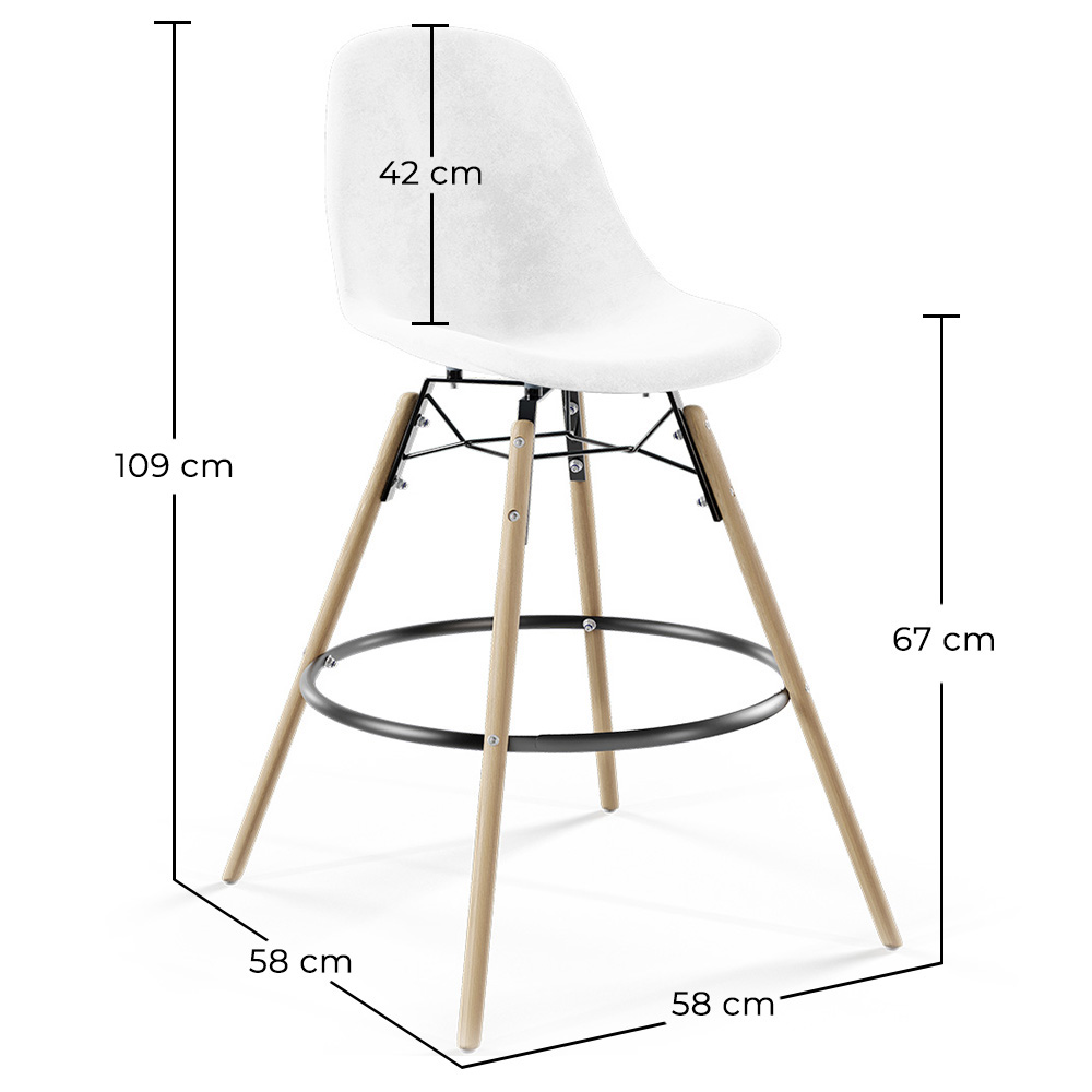 Taburete de Bar de Terciopelo - Diseño Escandinavo y Patas de Madera - Skögur image 10