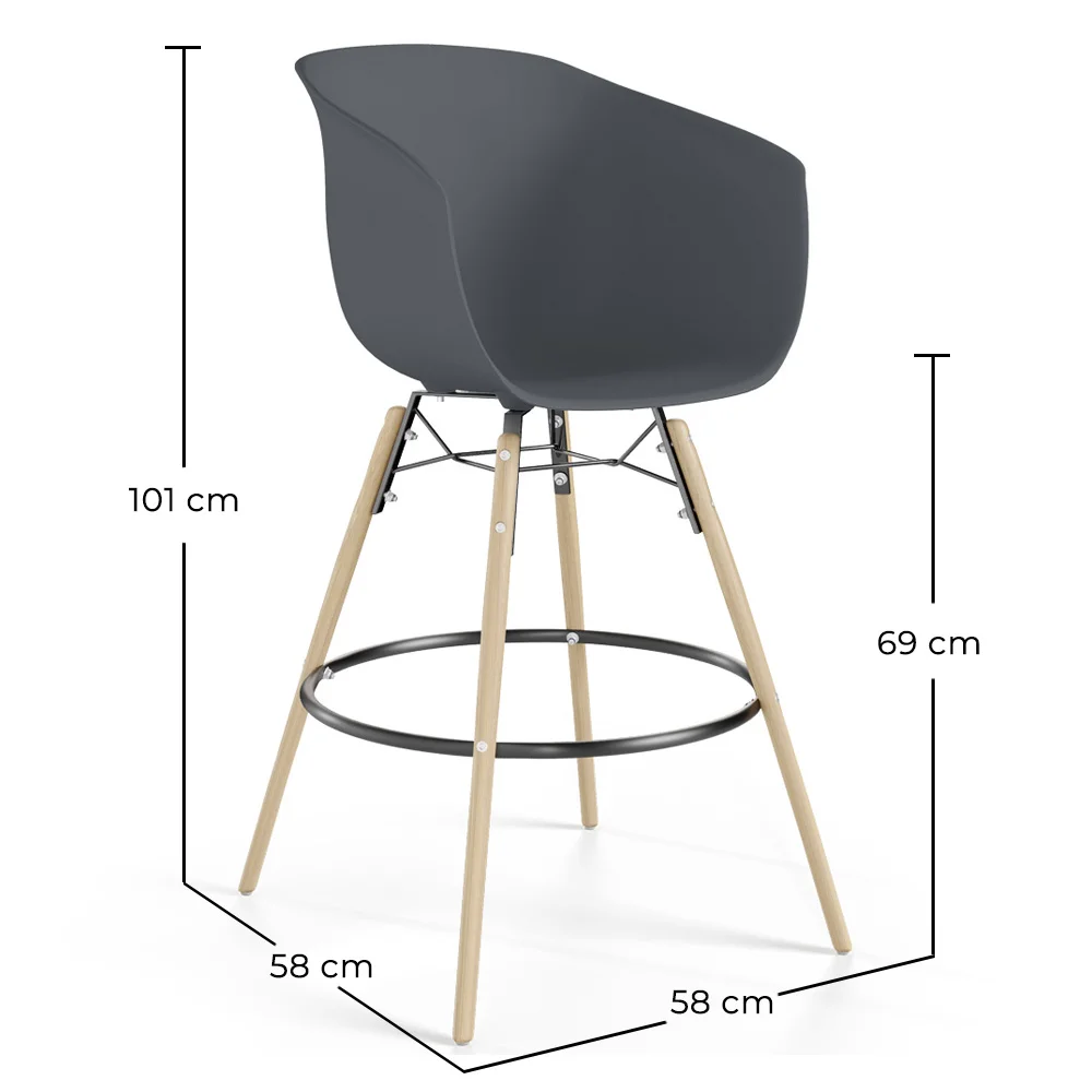 Taburete de Bar - Diseño Escandinavo - Patas Madera Natural - Melania image 10