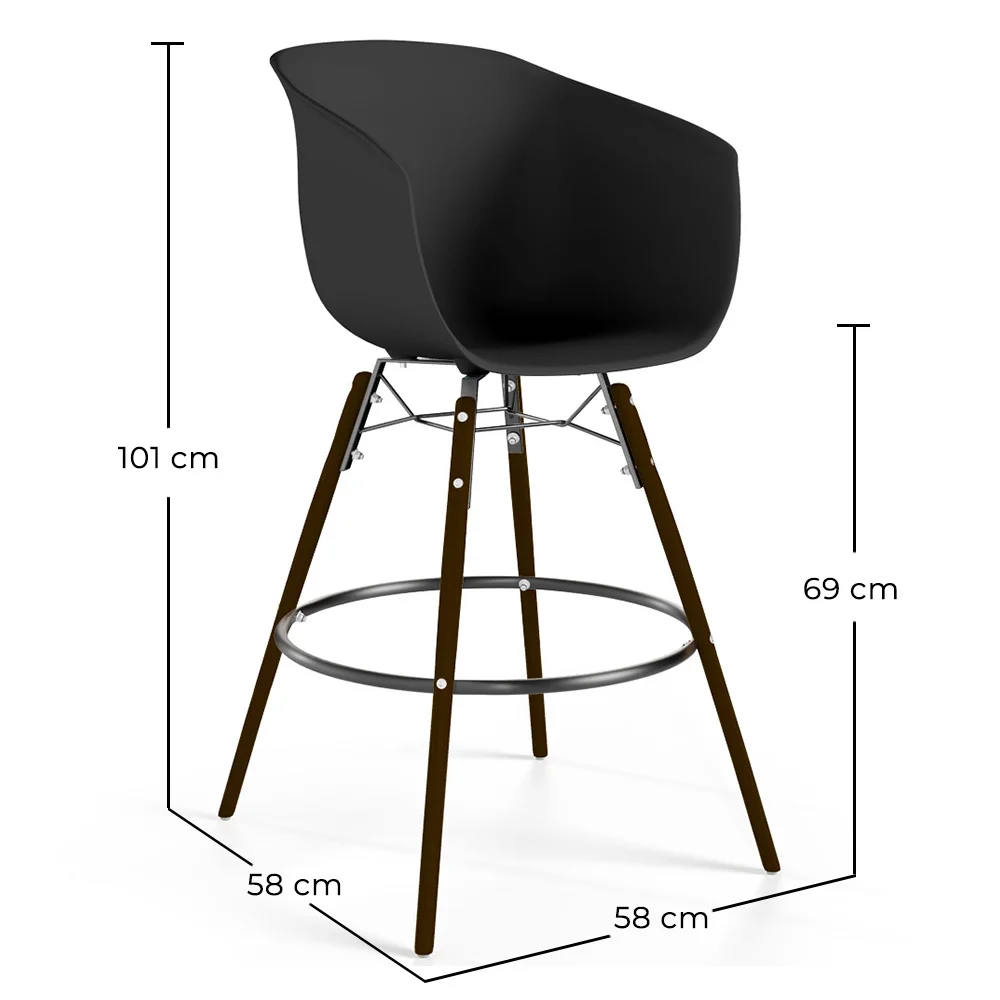Taburete de Bar - Diseño Escandinavo - Patas Madera Oscura - Pirela image 10
