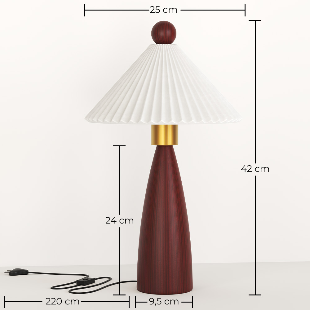 Lámpara de mesa con base de madera y pantalla de cemento blanco - Ambiana image 10