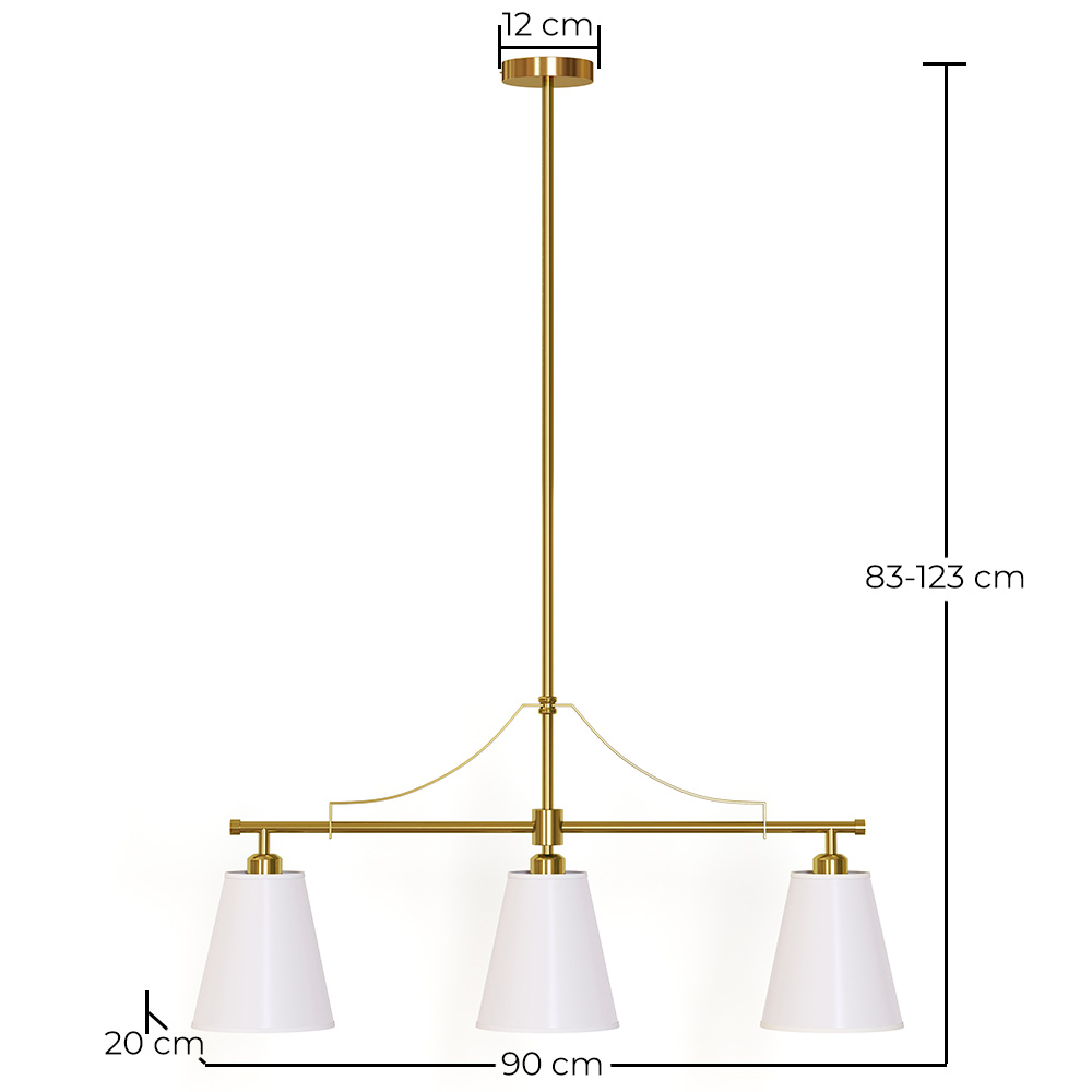 Lámpara Colgante de Techo en Metal Dorado Envejecido con 3 Pantallas - Bubles image 10