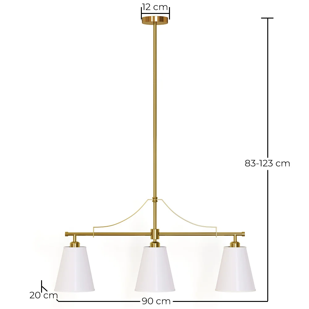 Lámpara Colgante de Techo en Metal Dorado Envejecido con 3 Pantallas - Bubles image 10
