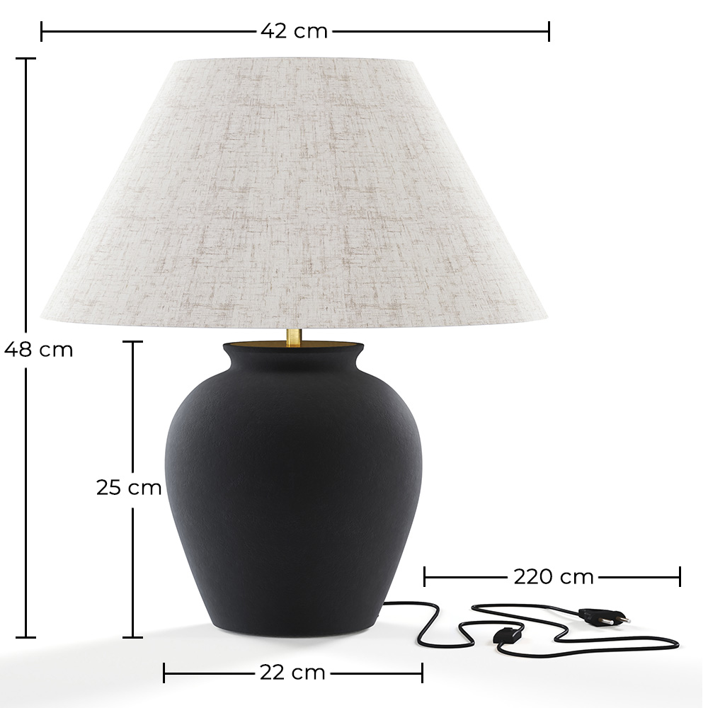 Lámpara de Mesa Vintage - Base de Cerámica y Pantalla de Tela - Luno image 10
