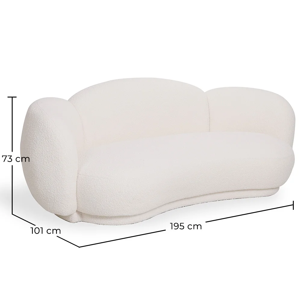 Sofá Curvo Tapizado en Bouclé Blanco – Diseño Moderno y Elegante - Sorela image 10