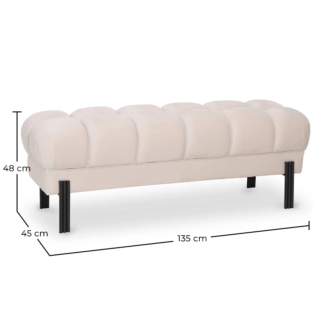 Banco Estilo Chesterfield Tapizado En Terciopelo Con Patas De Hierro - Hamptons image 10