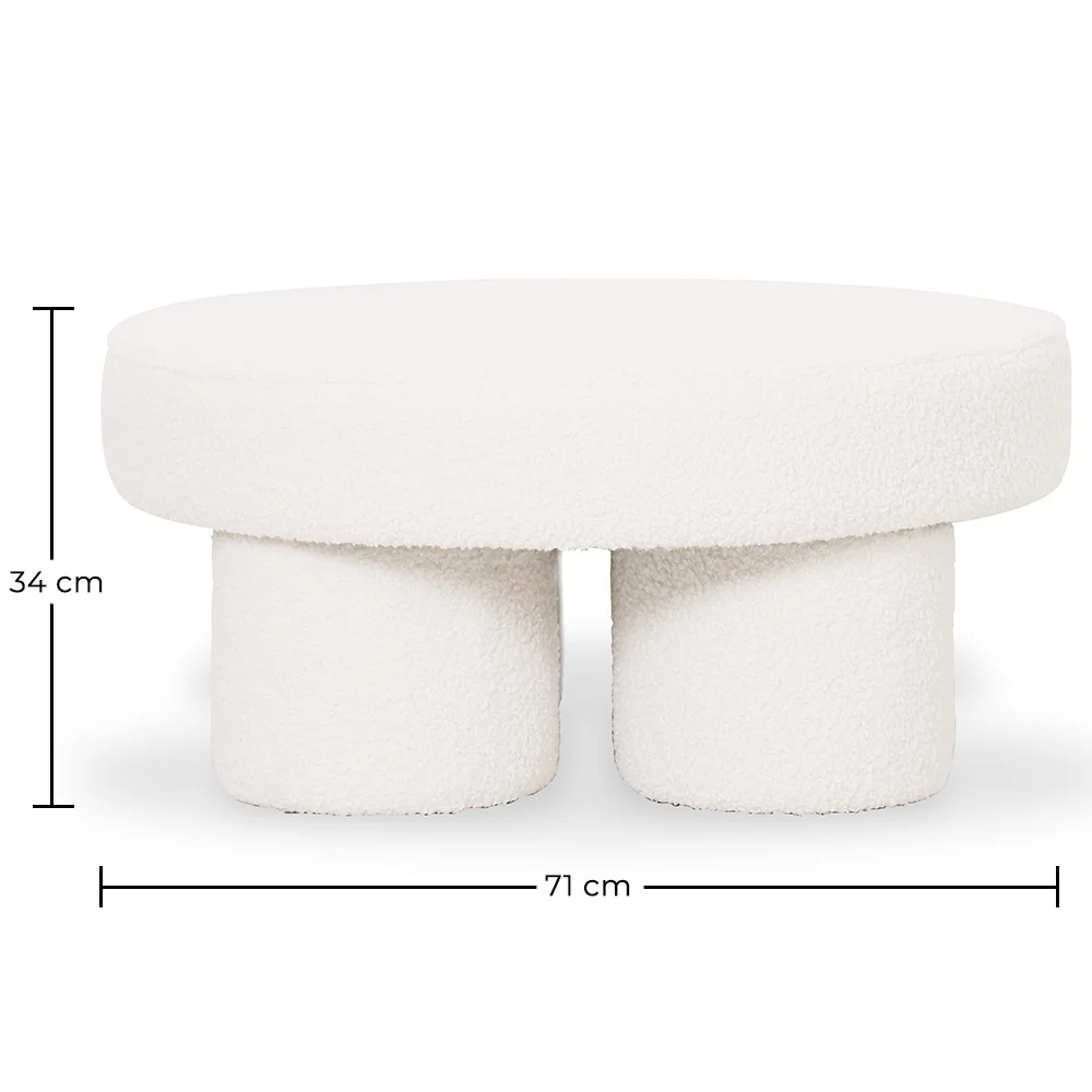 Ottoman de diseño en bouclé blanco – Mesa de centro moderna - Sera image 10