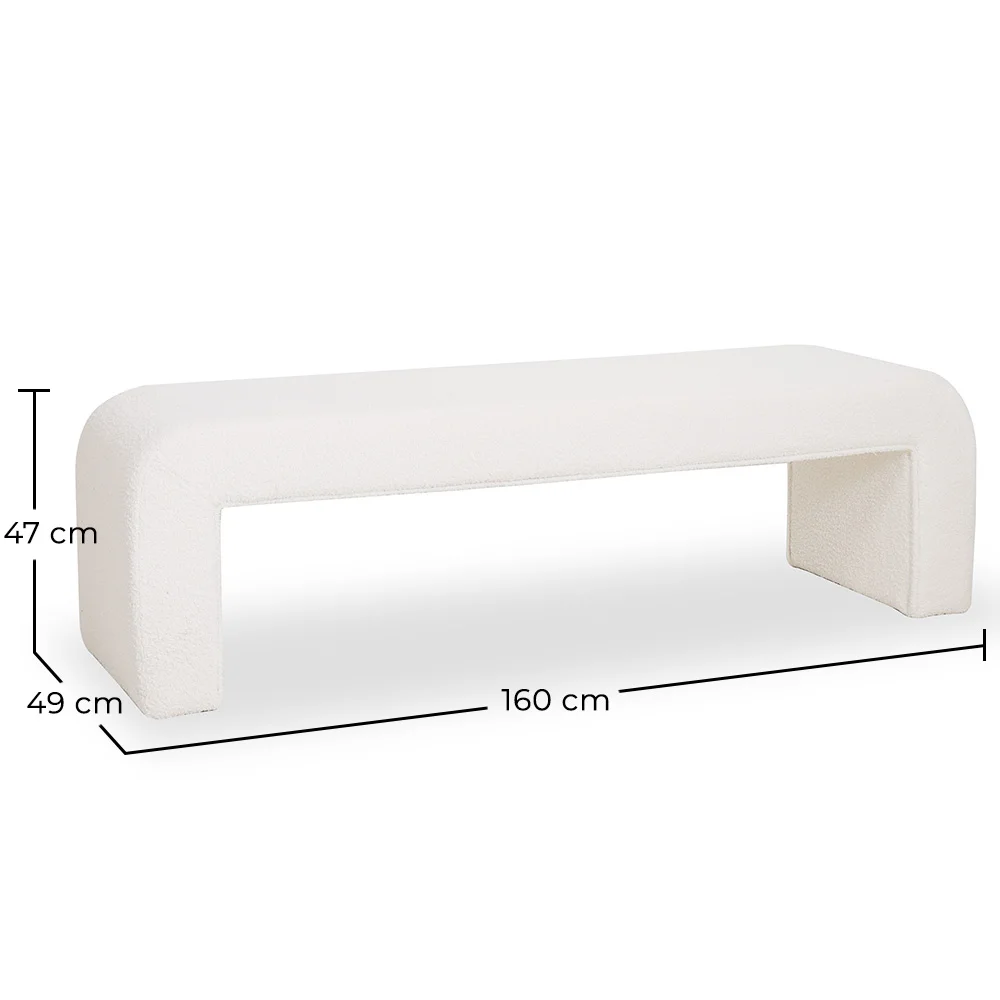 Banco Tapizado en Tela Bouclé Blanco - Moderno e Elegante Minimalista - Karla image 10