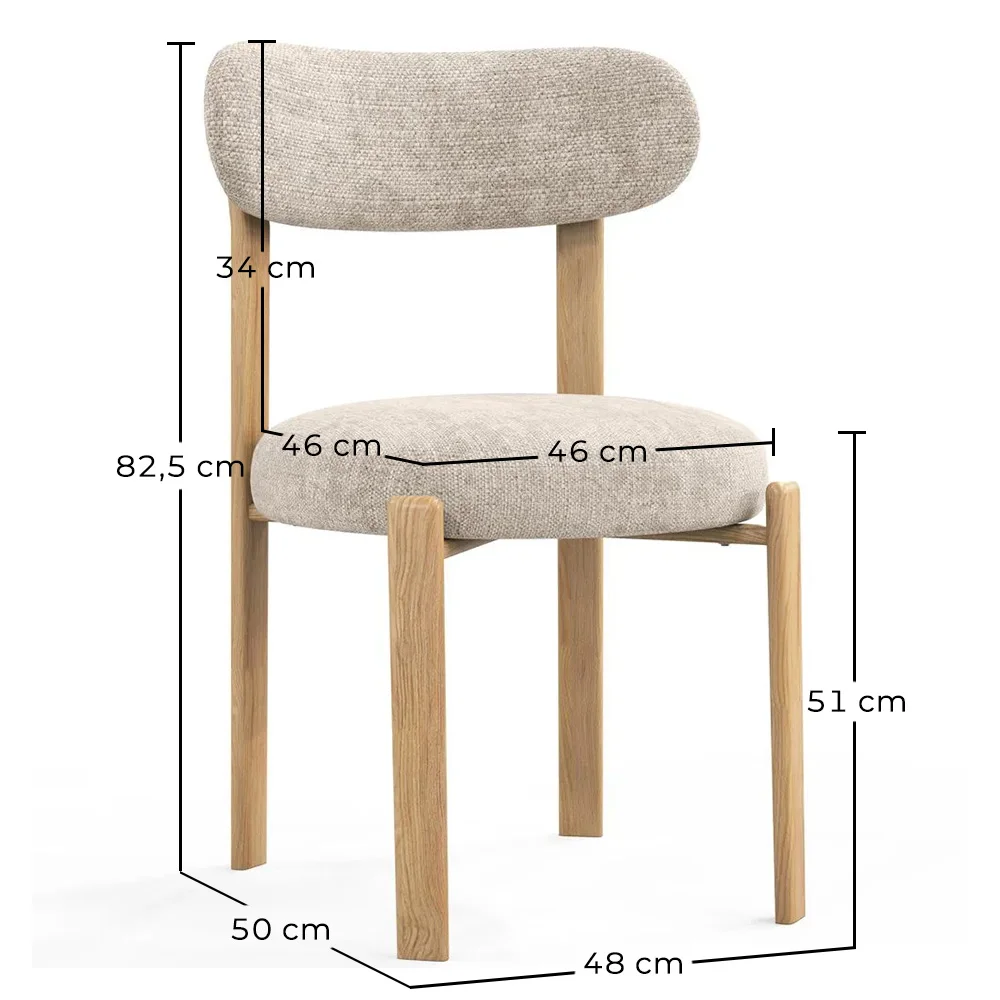 Silla de comedor tapizada en Chenille -  Patas efecto roble - Diseño ergonómico y moderno - Okare image 10