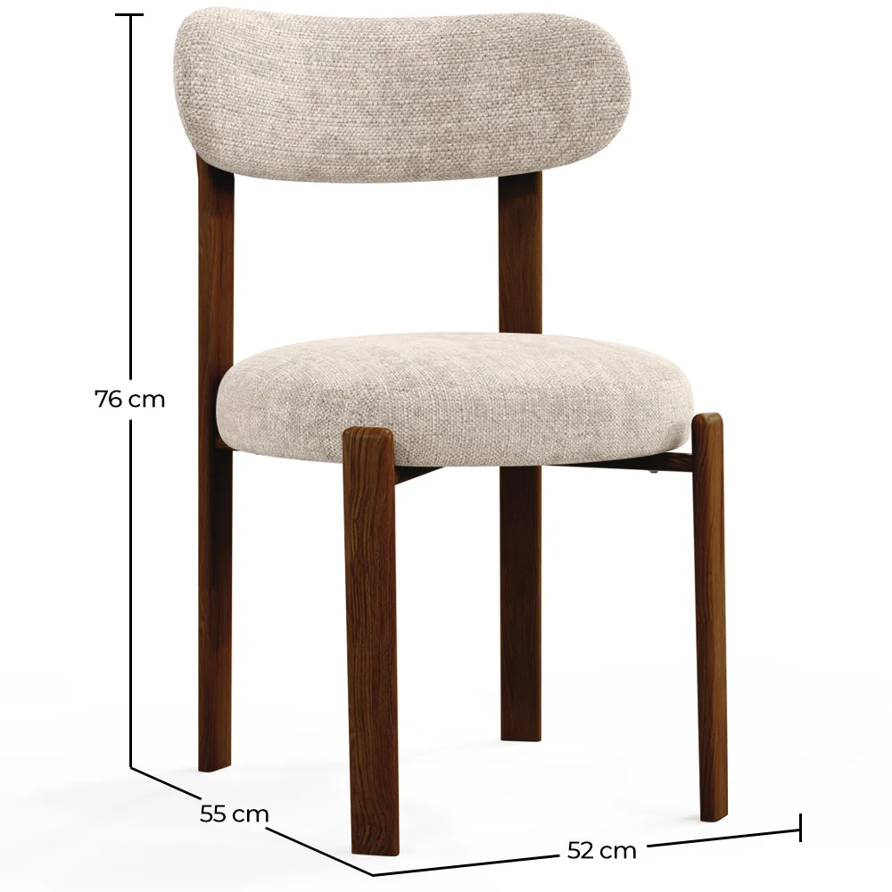 Silla de comedor tapizada en Chenille -  Patas efecto madera oscura - Diseño ergonómico y moderno - Okare image 10