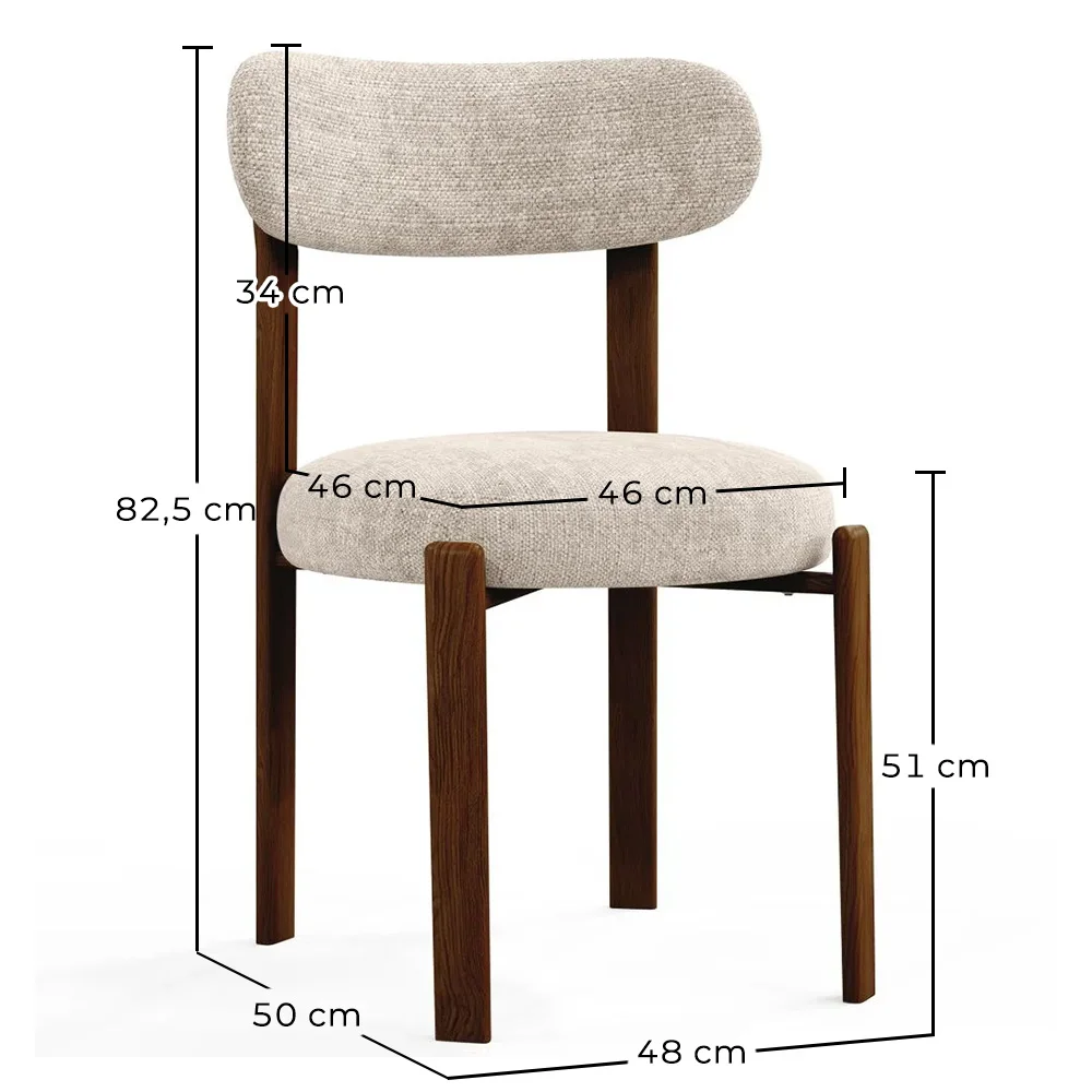 Silla de comedor tapizada en Chenille -  Patas efecto madera oscura - Diseño ergonómico y moderno - Okare image 10