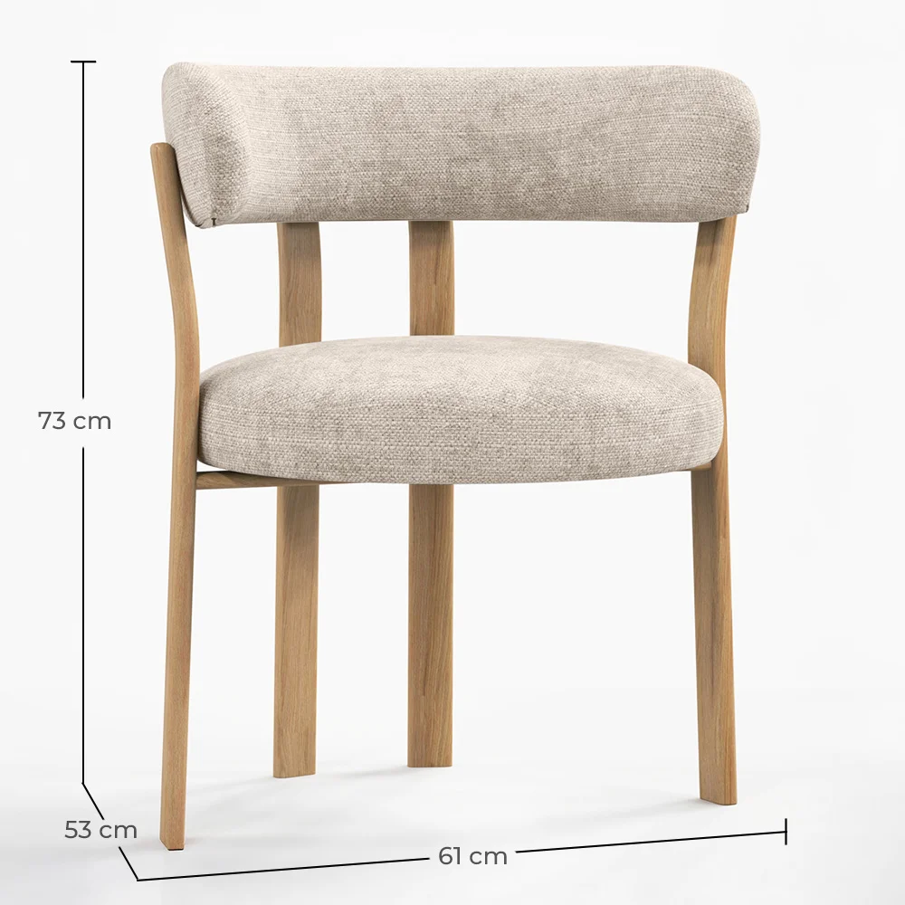 Sillón de salón con Reposabrazos tapizado en Chenille -  Patas efecto roble - Diseño ergonómico y moderno - Okare image 10