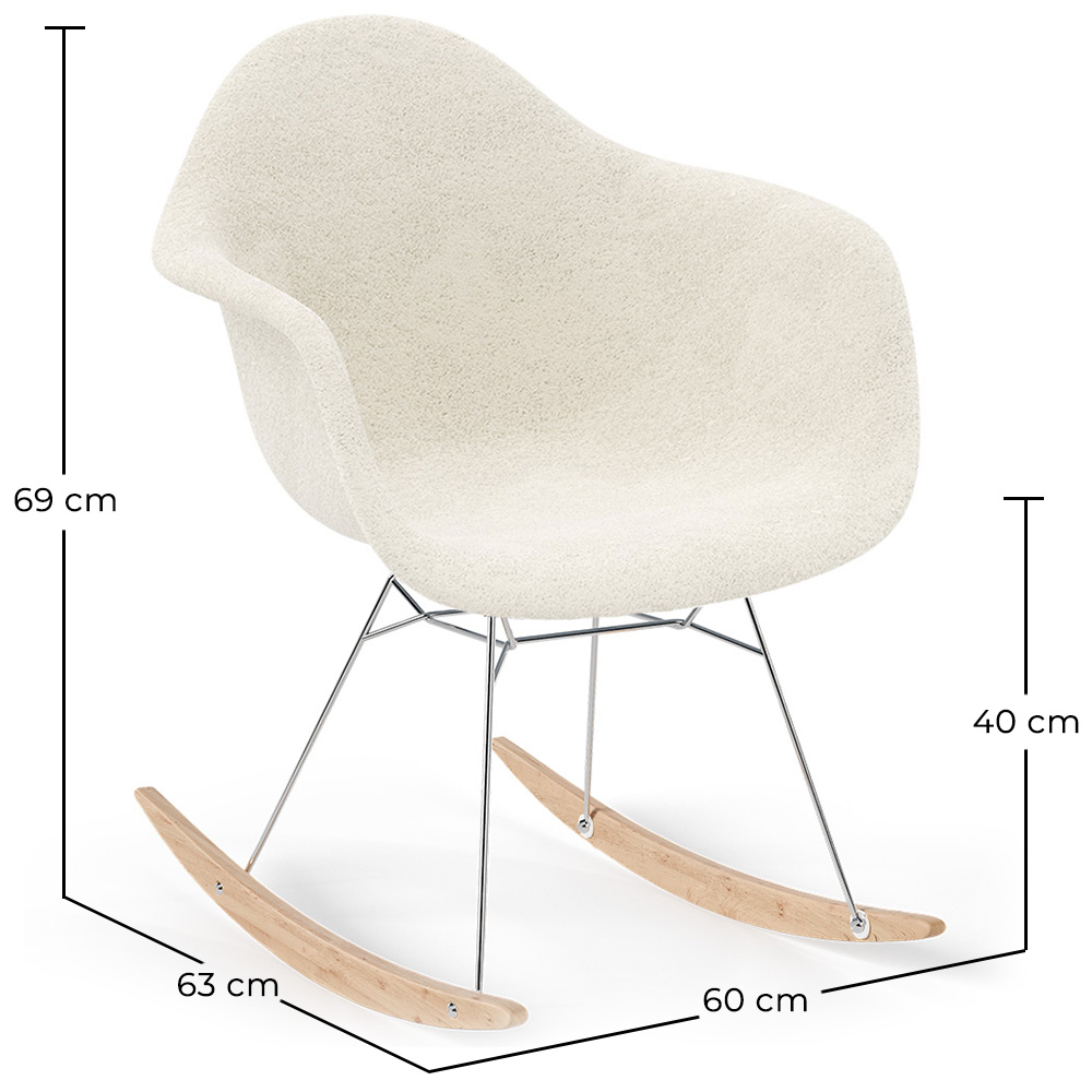 Silla Mecedora Bouclé con Brazos – Diseño Escandinavo con Acero y Madera - Nordika image 10