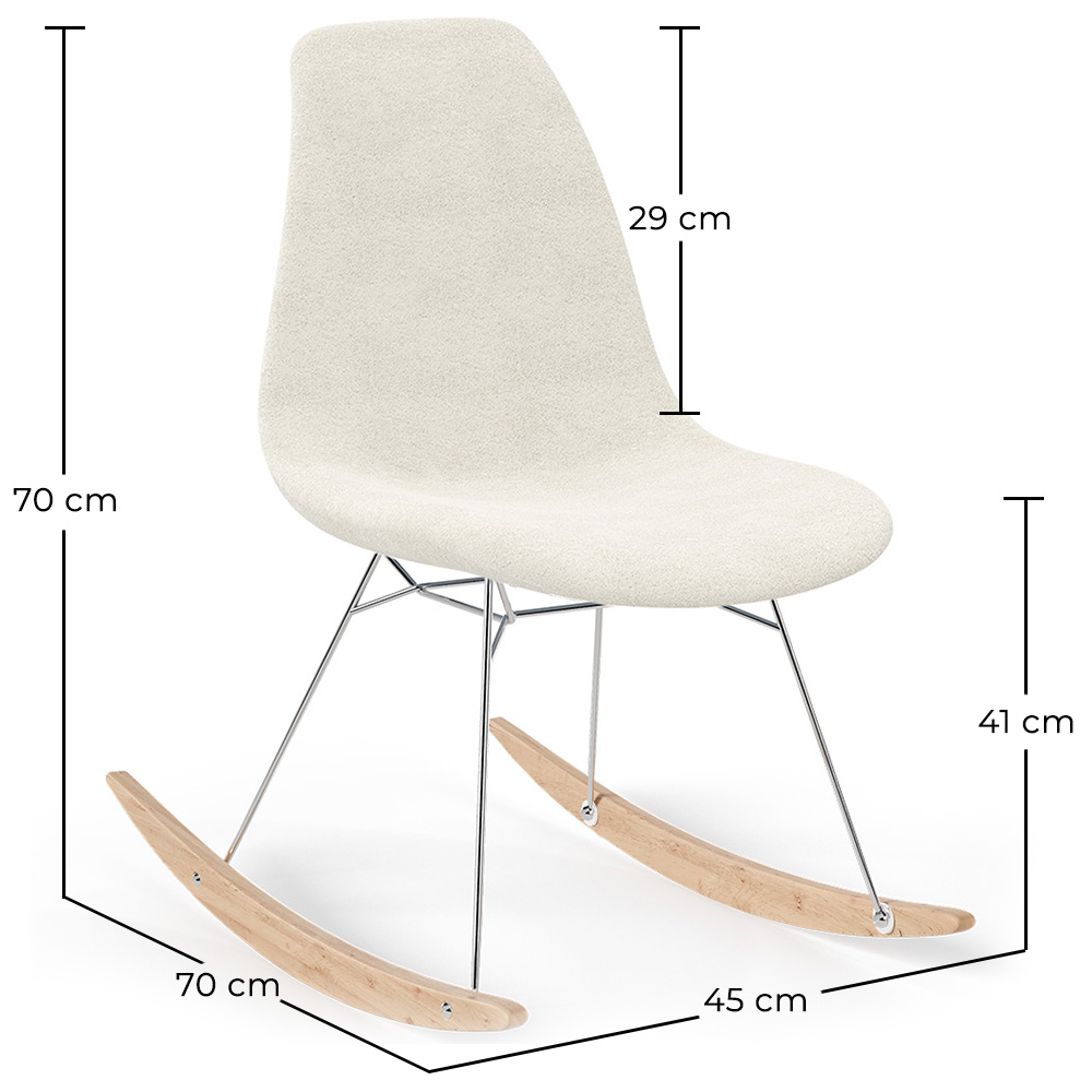 Silla Mecedora Minimalista en Bouclé – Estilo Nórdico con Base de Madera y Acero - Skögur image 10