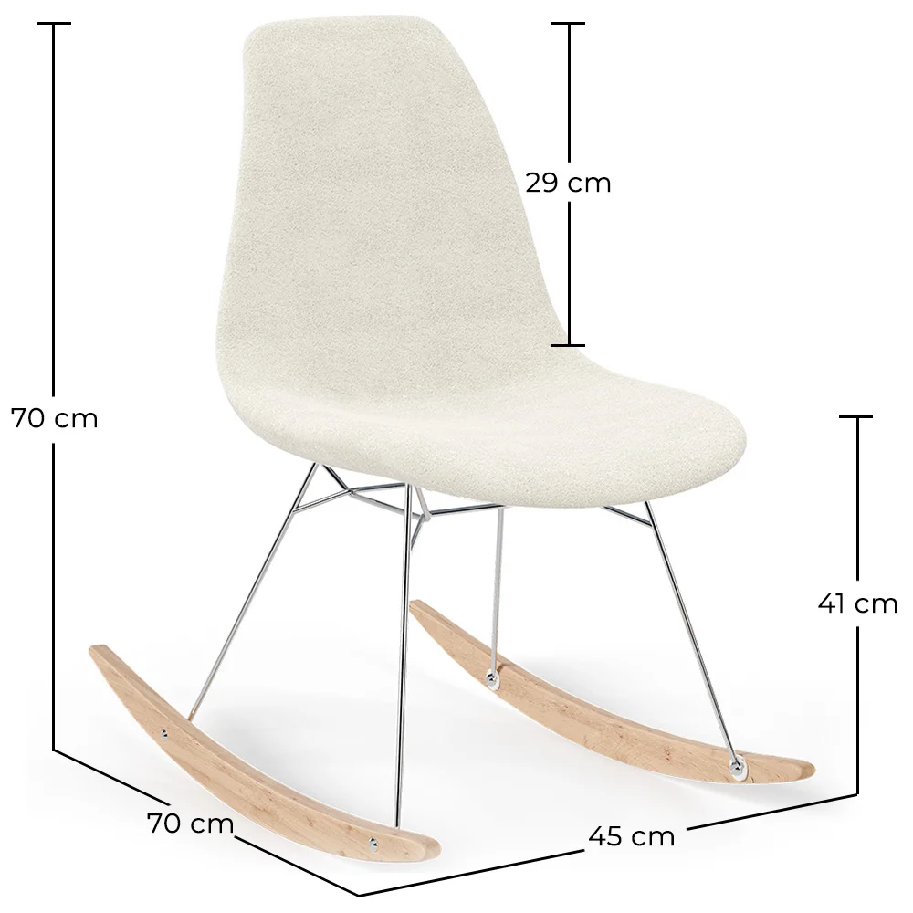 Silla Mecedora Minimalista en Bouclé – Estilo Nórdico con Base de Madera y Acero - Skögur image 10