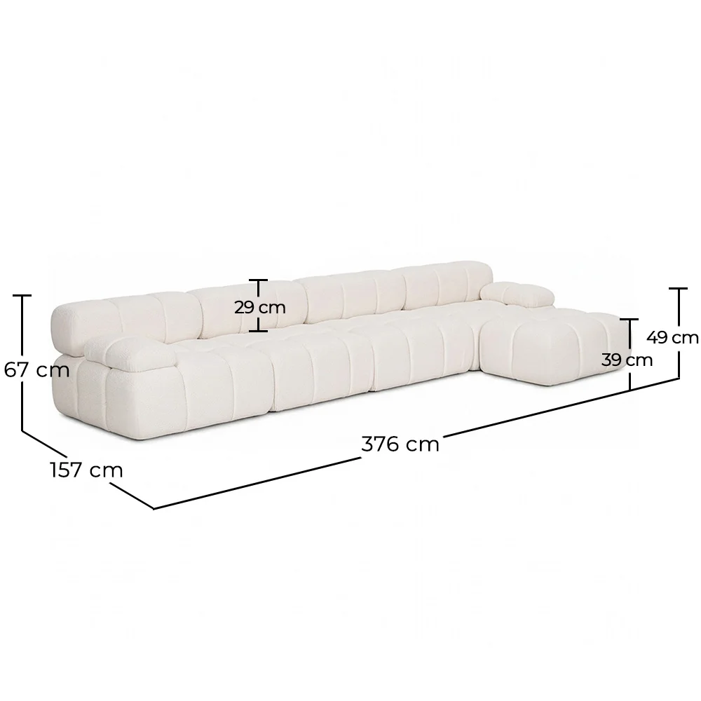 Sofá Modular Chaise Longue Tapizado en Tela Bouclé - 4/5 plazas - Bianca image 10