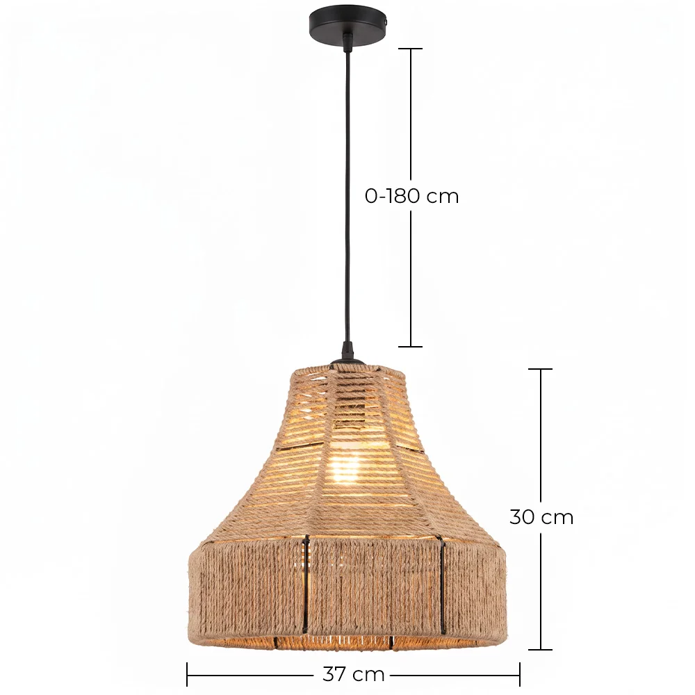 Lámpara Colgante de Cuerda Natural y Metal - Estilo Boho – Diseño Artesanal - Lorena image 10