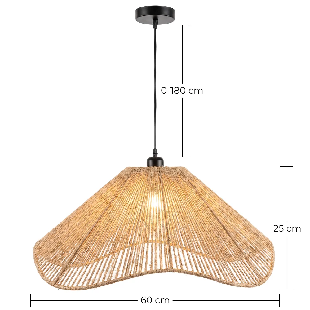 Lámpara Colgante de Cuerda Natural Estilo Boho – Pantalla Artesanal de Fibra Natural - Lunah image 10
