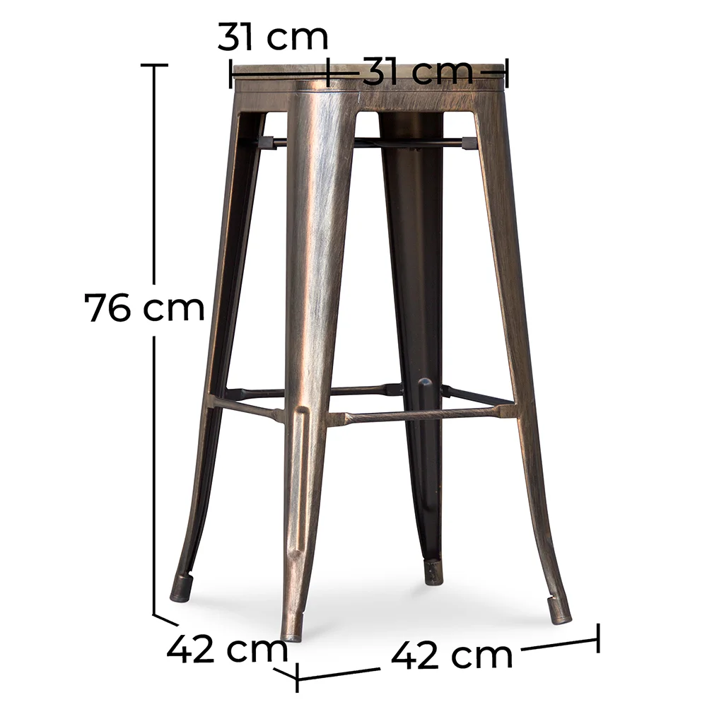 Taburete de Bar Diseño Industrial - Madera y Acero - 76cm - Stylix image 10