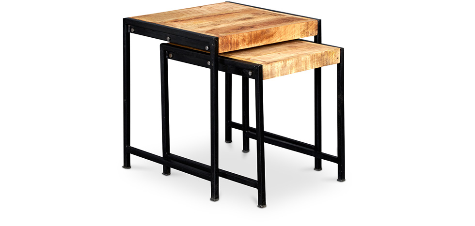 Set de dos Mesas Auxiliares estilo industrial vintage