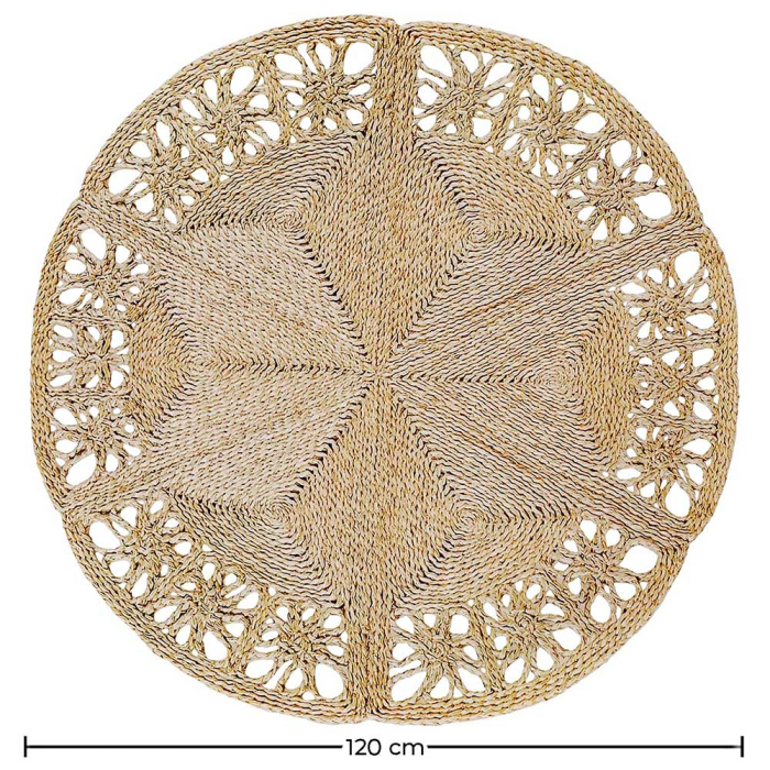 Alfombra redonda de yute beige y blanco ⌀ 140 cm MELEKLI 