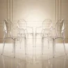 Pack de 4 Sillas de comedor Transparente - Diseño con Reposabrazos - Louis XIV image 7