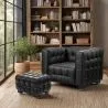 Sillón con Reposapiés  - Tapizado en Cuero - Acolchado - Nubus image 7