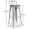 Taburete de Bar con Respaldo Diseño Industrial - Madera y Acero - 76 cm -  Stylix image 7