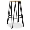 Taburete Redondo - Diseño Industrial - Madera y Metal - 66cm - Hairpin  image 7