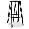 Taburete Redondo - Diseño Industrial - Madera y Metal- 66cm - Hairpin  image 7