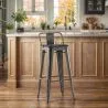 Taburete de Bar con Respaldo - Diseño Industrial - Madera y Acero - 76 cm - Stylix  image 7