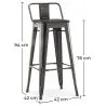 Taburete de Bar con Respaldo - Diseño Industrial - Madera y Acero - 76 cm - Stylix  image 7