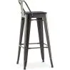 Taburete de Bar con Respaldo - Diseño Industrial - Madera y Acero - 76 cm - Stylix  image 7