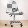 Silla De Oficina con Ruedas - Silla de Escritorio Tapizada en Patchwork - Blanco Y Negro -  Denisse  image 7