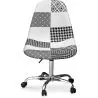 Silla De Oficina con Ruedas - Silla de Escritorio Tapizada en Patchwork - Blanco Y Negro -  Denisse  image 7