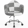 Silla de Oficina con Reposabrazos - Silla de Escritorio con Ruedas - Tapizada en Patchwork Blanco y Negro - Weston  image 7