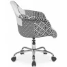 Silla de Oficina con Reposabrazos - Silla de Escritorio con Ruedas - Tapizada en Patchwork Blanco y Negro - Weston  image 7