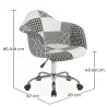 Silla de Oficina con Reposabrazos - Silla de Escritorio con Ruedas - Tapizada en Patchwork Blanco y Negro - Weston  image 7