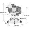 Silla de Oficina con Reposabrazos - Silla de Escritorio con Ruedas - Tapizada en Patchwork Blanco y Negro - Weston  image 7